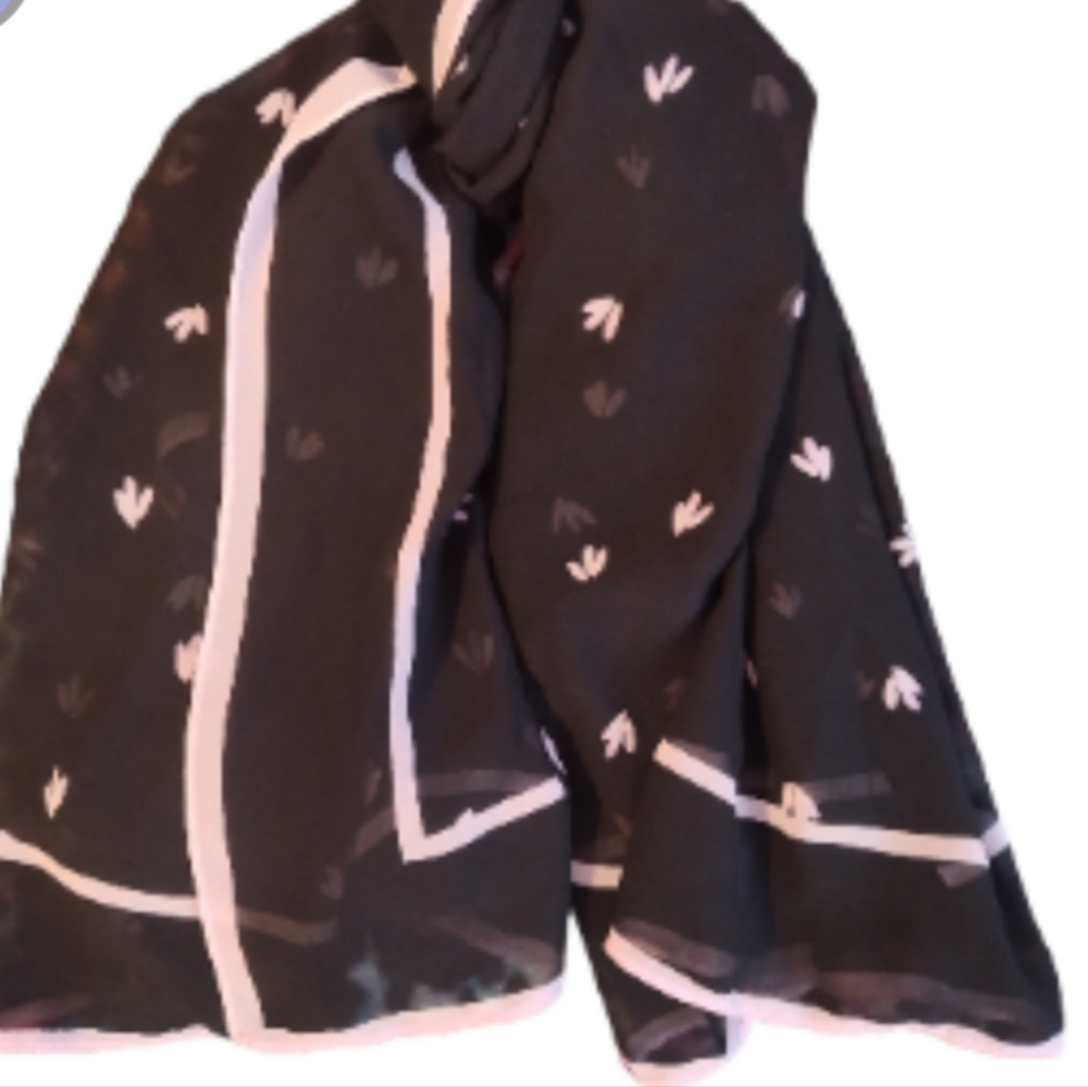 A New Day Large Black Scarf With Pink Petals - Picture 3 of 4